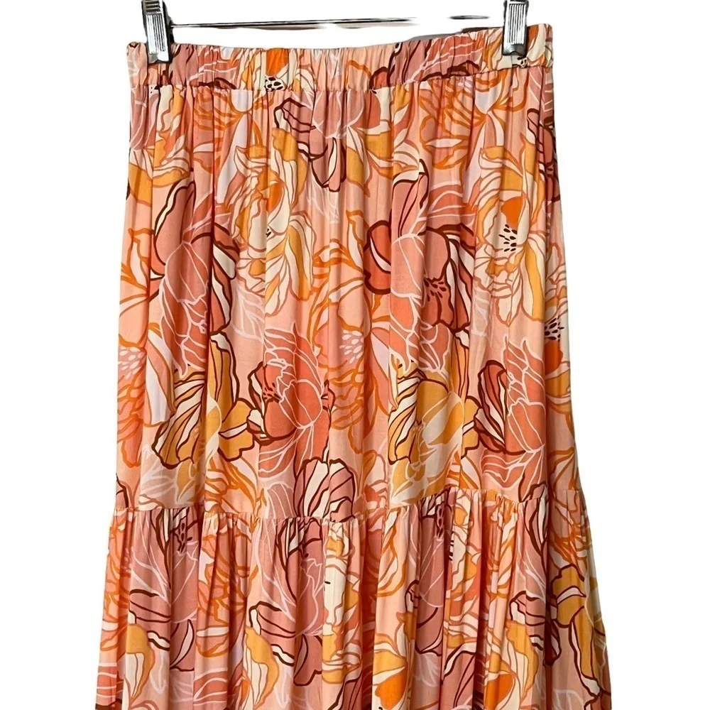 NWT Hello Molly Tiered Ruffled Maxi Skirt XS Tangerine fairy whimsical flowing - Picture 7 of 8